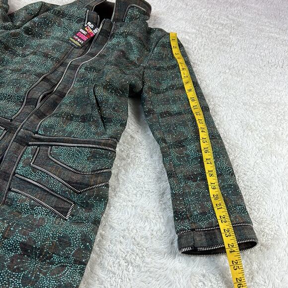 Custo Barcelona Y2K 2006 NWT Long wool blend plaid sparkle no zip coat, 42 or 8 - Picture 7 of 11